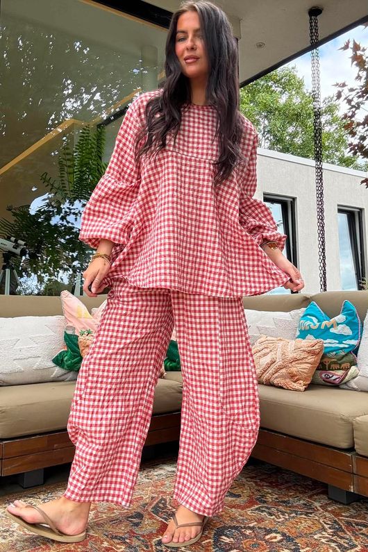Nonni Gingham 7/8 Barrel Pant Jam